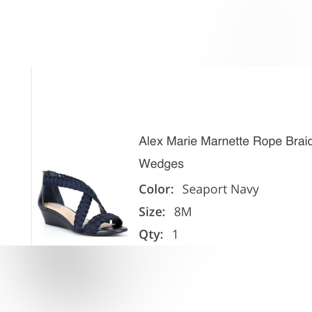 Alex Marie Rope braided, strap sandals. Navy, Sz 8